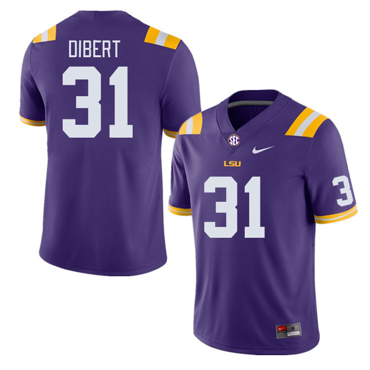 Men #31 Nathan Dibert LSU Tigers College Football Jerseys Stitched-Purple - Click Image to Close